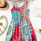 🌸Oferta caliente de verano✨ Vestido de verano estampado, casual, sin mangas y corte en línea A