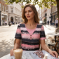 Top de Henley con Estripe Falso para Mujer