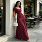 👗 ¡TIEMPO LIMITADO 50% DE DESCUENTO! ✨ Set de vestido de cuello cuadrado para mujer – Tela arrugada, falda en niveles, elegante 🍷