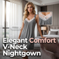 Camisón Vestido Slip de Cuello en V con Encaje para Mujer