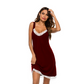 Camisón Vestido Slip de Cuello en V con Encaje para Mujer