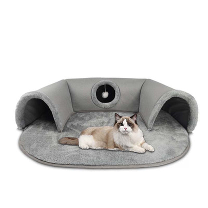 🐱 ¡OFERTA LIMITADA 50% OFF! ✨ Cama Túnel 2 en 1 para Gatos – Felpa, Plegable y Colapsible 🎾