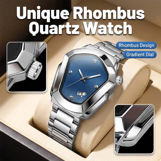 ⌚ ¡TIEMPO LIMITADO 50% DE DESCUENTO! ✨ Reloj masculino con forma de rombo – acero inoxidable, caráter azul, elegante 🌀