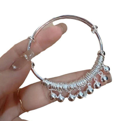 🏆¡ÚBTIMO DÍA DE OFERTA 50% DESCUENTO!🔥 Pulsera Ajustable con Cascabeles y Dijes en Plata