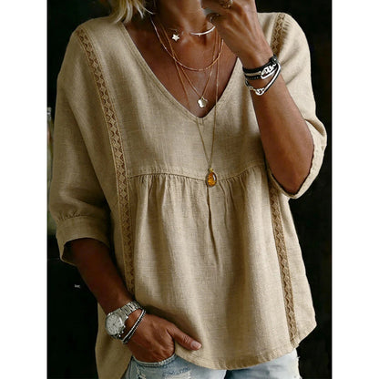 🎉 50% OFF! 👚 Viral Lace-Trim V-Neck – Whisper Romance, Empire Grace ✨