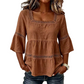 🌸 LIMITED-TIME 50% OFF! 💥 Elegant Square Neck Summer Blouse – Boho Lace, Bell Sleeves, Tiered Flow ✨