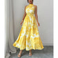 👗 LIMITED-TIME 50% OFF! 💥 Women's Halter Neck Sleeveless Printed Dress – Smocked Waist, Floral, Flowy ✨