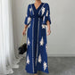 👗 LIMITED-TIME 50% OFF! 💥 Women's Elegant V-Neck Print Maxi Dress – Flutter Sleeves, Ethnic Print, Side Slits ✨