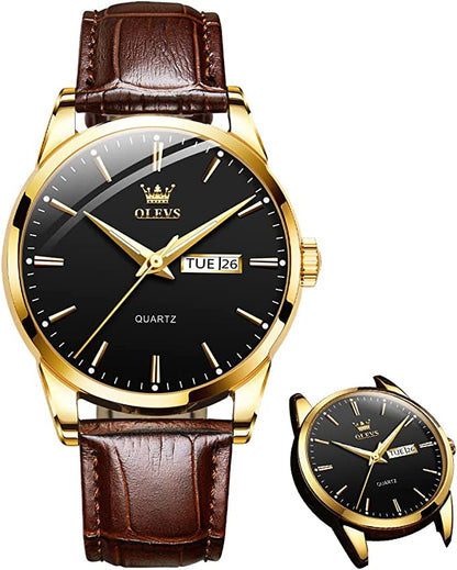 📢📢50% OFF !! ⏰Men's Simple Watch with Day and Date, Stainless Steel Analog Quartz Watches for Men, Classic Luminous Hands Men's Dress Watches, Black/White/Blue Dial