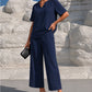 ⏳ LIMITED TIME 50% OFF! 👚 Women's V-Neck Top & Wide-Leg Pants Set – Effortless Style & All-Day Comfort 👖