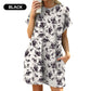 Loose Fit Short Sleeve Dress with Versatile Print Designs