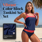 Women Two-Piece Tankini Color Block Conservative Swimsuit Set 👙