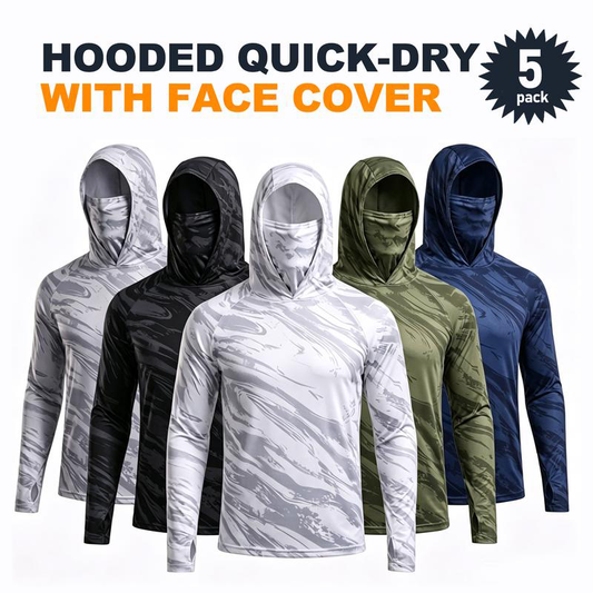 📢📢50% OFF !! ⏰Men's 5-Pack UV Protection Hooded Sun Shirts