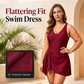 🥳SUMMER HOT SALE🎉1LAST DAY 50% OFF⌛️🩱Elegant Plus Size Solid Color Swim Dress – Premium Textured One-Piece for Beach & Pool