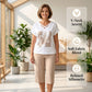 Women Casual Two Piece Set V Neck Tee and Cropped Pants
