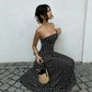 Women Off-Shoulder Polka Dot A-Line Evening Dress