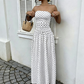 Women Off-Shoulder Polka Dot A-Line Evening Dress