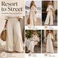 Women Cold Shoulder Halter Neck Top and Wide Leg Pants Set