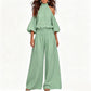 Women Cold Shoulder Halter Neck Top and Wide Leg Pants Set