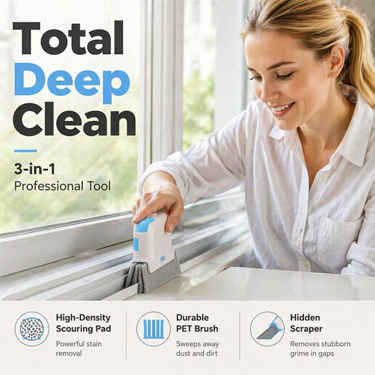 📢📢Buy 1 get 1 free !!⏰️ 3-in-1 Window Track Cleaning Tool with Scrubbing Pad 💪