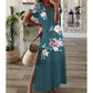💖Last Day 50% OFF💖💃Women's V-Neck Floral Print Dress with Side Slit Hem
