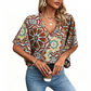 🔥Last Day Special Sale 50% OFF!!💝Women's V-Neck Bohemian Print Blouse Summer Loose Fit Shirt