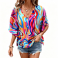 🔥Last Day Special Sale 50% OFF!!💝Women's V-Neck Bohemian Print Blouse Summer Loose Fit Shirt