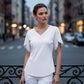 Women's Loose Fit Solid Colour V-Neck Flutter Sleeve Blouse🌸Soft Sleeves, Flattering V – A Breeze of Feminine Charm ✨