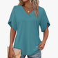 Women's Loose Fit Solid Colour V-Neck Flutter Sleeve Blouse🌸Soft Sleeves, Flattering V – A Breeze of Feminine Charm ✨
