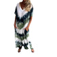 🌞 FLASH SALE 50% OFF ! 👗 Casual Loose Printed V-Neck Long Dress – Polyester – Lightweight & Split Hem for Summer