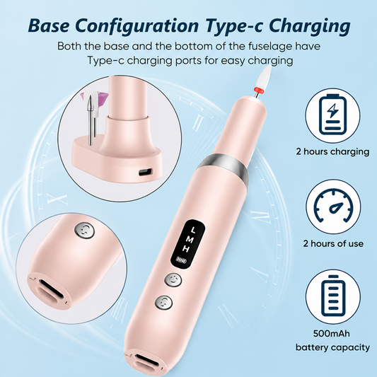 💅 Salon-Grade Manicures, No Wires Attached – Cordless Nail Drill with Charging Dock.