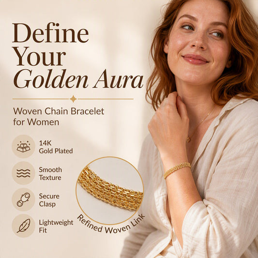 🎉💛50% OFF! 14K gold-plated woven mesh bracelet: wide band catches light beautifully, giving your wrist a luxurious shimmer with every move.
