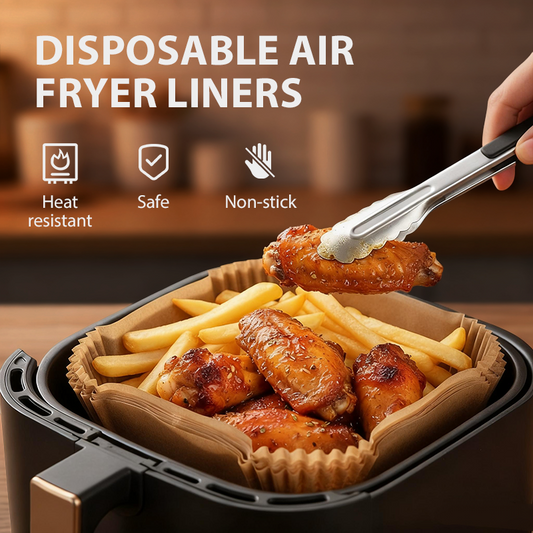 🥤🔥 50% OFF! Disposable Air Fryer Liners – Food-Grade Parchment Paper, Non-Stick & Grease-Proof, Effortless Cleanup for 5-8 Qt Fryers ✨