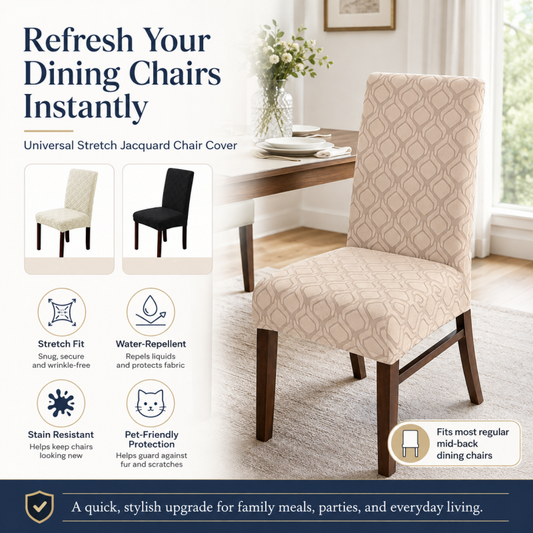 🪑🔥 50% OFF! Universal Stretch Chair Seat Covers – High-Elastic Poly-Spandex, Non-Slip Bottom Band, Machine Washable, Fits Dining & Office Chairs ✨