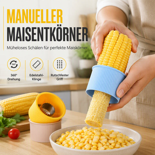 🌽🔥50% OFF! Manual corn kernel remover: run the cob through the stainless steel blade and rows of kernels slide off in seconds — no knife, no mess, no flying grains.