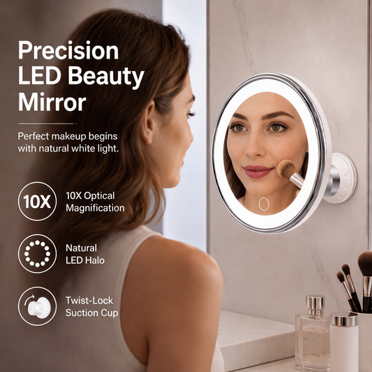 🎉 2026 Sale — Over 32,900 Sold!✨ 10x Magnifying Makeup Mirror with LED Light and Suction Cup