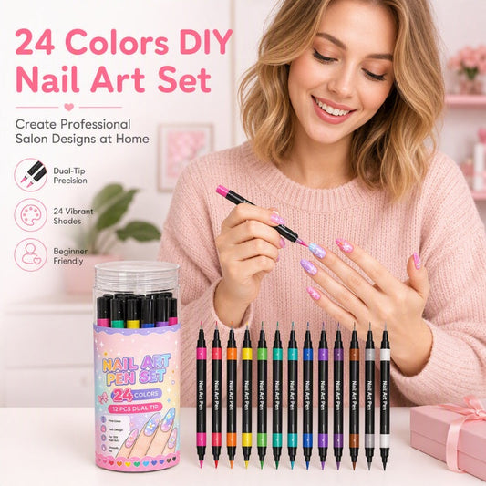 🎁2026 New Arrivals 50% OFF💥24 Colors Dual Ended Nail Art Pens Set🪄🎨
