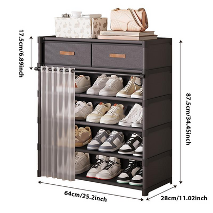 👟 LIMITED-TIME 50% OFF! 🏠 Multi-Layer Shoe Rack – 360° Dustproof Protection, Removable Shelves & Dual Top Drawers – Compact Space-Saving Design ✨