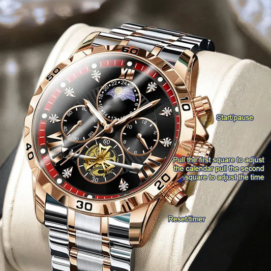 ⌚ LIMITED‑TIME 50% OFF! 💣 Men's Luminous Waterproof Flywheel Quartz Watch – Skeleton Detail, Night Glow ✨