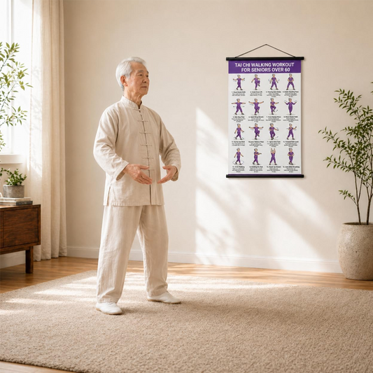 🧘🔥 50% OFF! Tai Chi Workout Poster for Seniors – 24 Simplified Movements, Large Print, Illustrated Step-by-Step Guide for Home Practice ✨