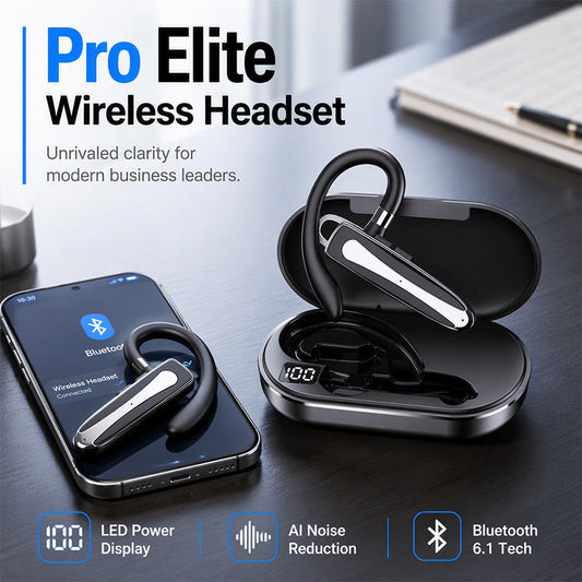 🔊 LIMITED‑TIME 50% OFF! ✨Waterproof Bluetooth Earpiece – Bluetooth5.1, Dual‑Mic Noise Reduction, 180° Rotatable Ear‑Hook ✨
