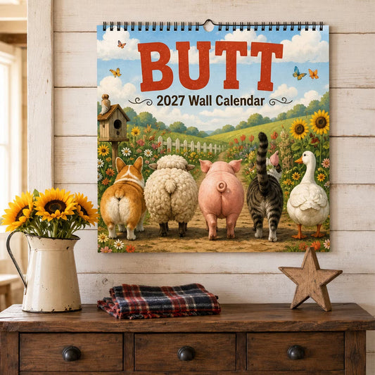 🐾🔥 50% OFF! 2027 Funny Animal Butt Wall Calendar – 12-Month Humor, Thick Paper, Large Date Grids, Gift for Animal Lovers ✨