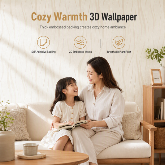 🧱🔥 50% OFF! Thickened Non-Woven Self-Adhesive Wallpaper – 3D Textured Stripe, 53cm x 1m, Bedroom & Living Room Background Wall ✨
