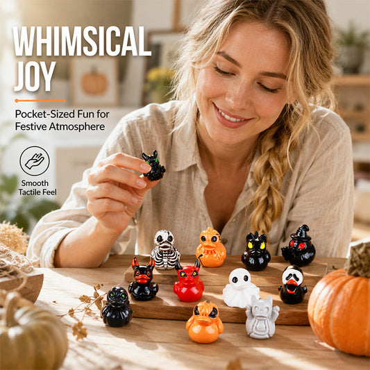 🦆🎃 50% OFF! Spooky Duck Decor – Halloween Ghost Pumpkin Witch Skeleton Resin Ducks, Creepy-Cute Figurines for Shelf, Party & Bathroom ✨