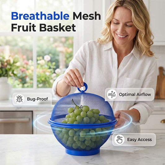 🍎🔥 50% OFF! Fruit Basket with Lid – Ventilated Dust-Proof Cover, Stackable Kitchen Storage, Washable Holder for Fruit, Veggies & Snacks ✨