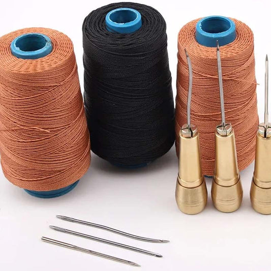 🪡 LIMITED-TIME 50% OFF! ✨ Leather Sewing Awl Kit with Waxed Thread – Interchangeable Needles, 6 Pcs 🧵