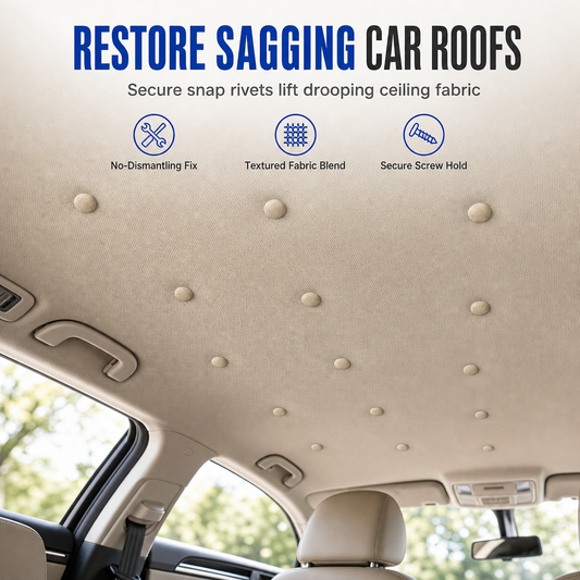 Car Headliner Repair Kit for Fixing Sagging Roof Fabric Auto Interior Ceiling Snap Buttons and Retainer Rivets with Installation Tools