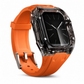 Integrated Smartwatch Band with Protective Case Color Blocking Translucent Sport Strap for 40mm 41mm 42mm 44mm 45mm 46mm 49mm