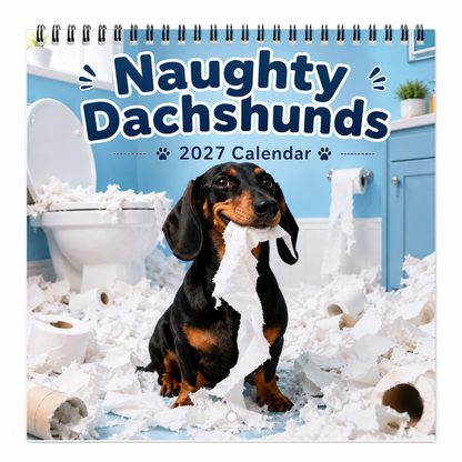 🔥 50% OFF! Naughty Dachshunds Dog Wall Calendar – 12 Months of Mischievous Sausage Dogs, Big Date Grid, Easy Hang, Funny Gift for Dog Lovers & Home Decor ✨