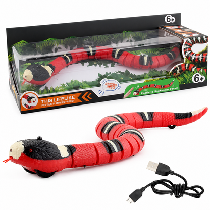 🐍🔥 50% OFF! Smart Sensing Electric Snake Toy – Banded Krait Style, Obstacle Avoidance, Interactive Prank & Crawling Reptile for Kids, USB Rechargeable, Child-Safe ABS, Indoor Party Fun ✨